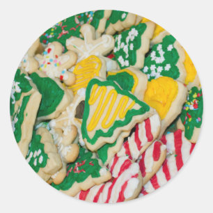Decorated Frosted Homemade Christmas Sugar Cookies Classic Round Sticker