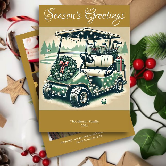Decorated Golf Cart • Gold Photo Holiday Card (Creator Uploaded)