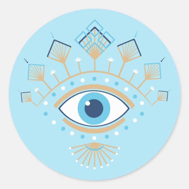 Decorated Greek Evil Eye Turkish Protection Symbol Classic Round Sticker (Front)