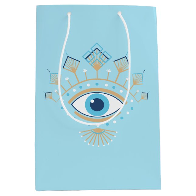 Decorated Greek Evil Eye Turkish Protection Symbol Medium Gift Bag (Front)