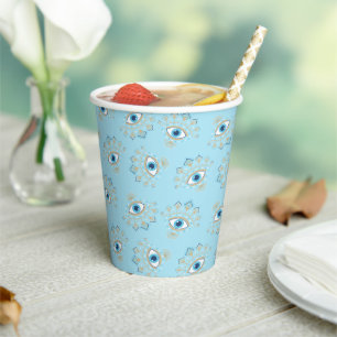 Decorated Greek Evil Eye Turkish Protection Symbol Paper Cups