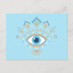 Decorated Greek Evil Eye Turkish Protection Symbol Postcard