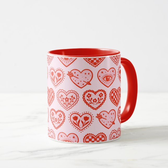 Decorated Hearts Mug (Front Right)