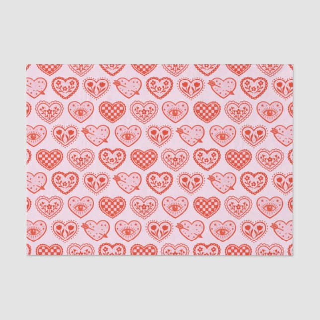 Decorated Hearts Tissue Paper (Front)