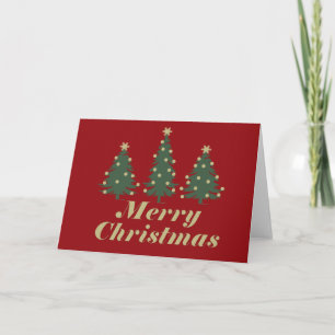 Decorated holiday Merry Christmas pine trees Card