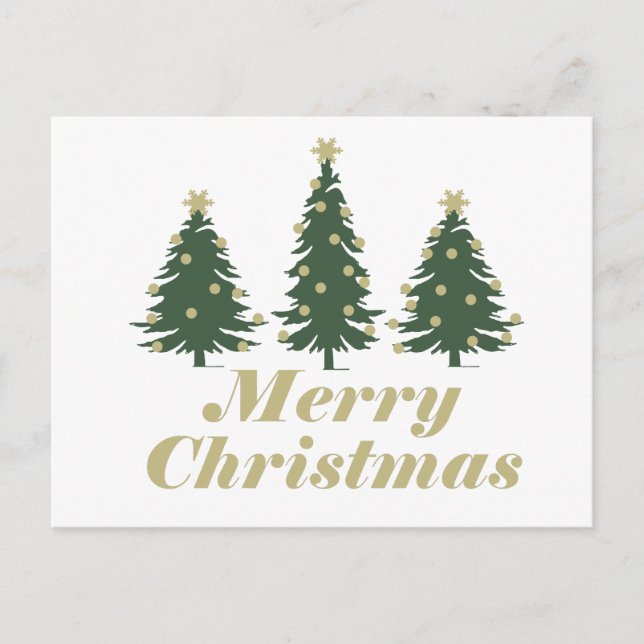 Decorated holiday Merry Christmas pine trees Postcard (Front)