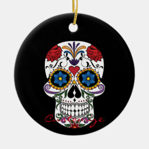 Decorated Human Skulls Art Thunder_Cove Ceramic Ornament