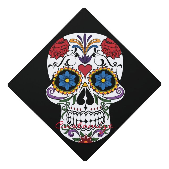 Decorated Human Skulls Art Thunder_Cove Graduation Cap Topper (Front)