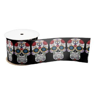 Decorated Human Skulls Art Thunder_Cove Satin Ribbon