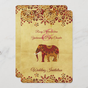 Decorated Indian Ornate Elephant Design Invitation