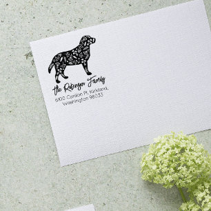Decorated Labrador Family Return Address  Rubber Stamp