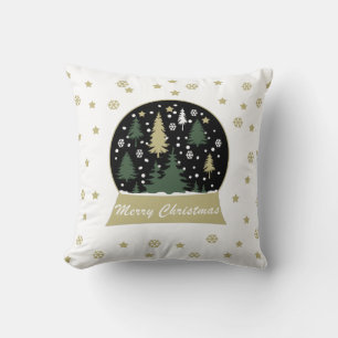 Decorated Modern Christmas Snowglobe Throw Pillow