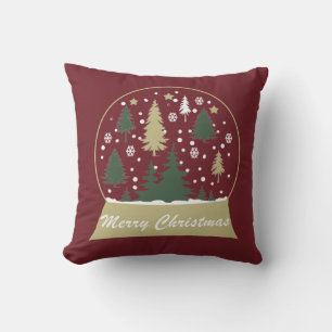 Decorated Modern Christmas Snowglobe Throw Pillow