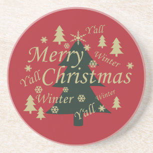 Decorated Modern Farm Fresh Christmas Pine Trees Coaster