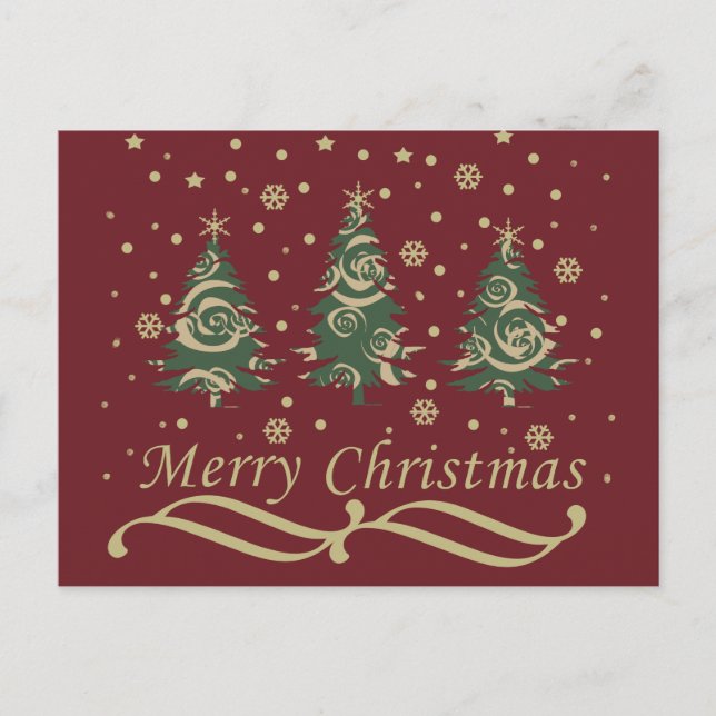 Decorated modern holiday christmas pine trees (Front)