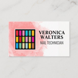 Decorated Nails   Watercolor Background Loyalty Card