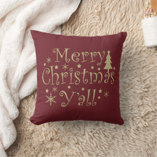 Decorated pine Tree Merry Christmas  Throw Pillow