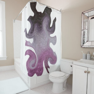 Decorated pink shower curtain