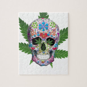 Decorated Skull Pot Leaf Jigsaw Puzzle