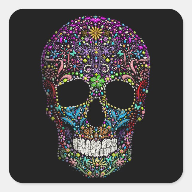 Decorated Skull  Square Sticker (Front)