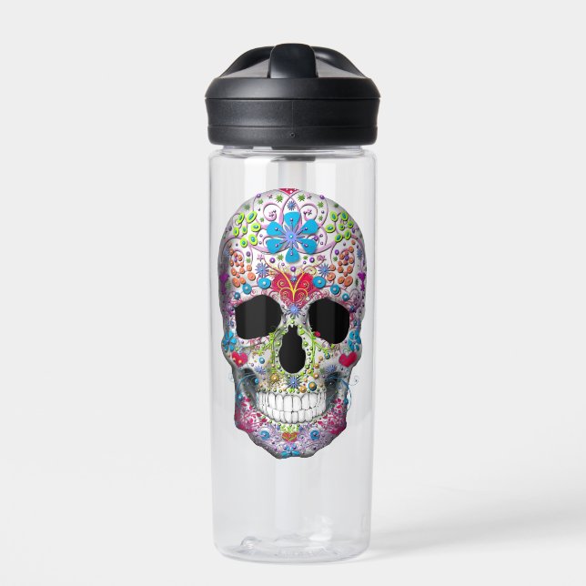 Decorated Skull  Water Bottle (Front)