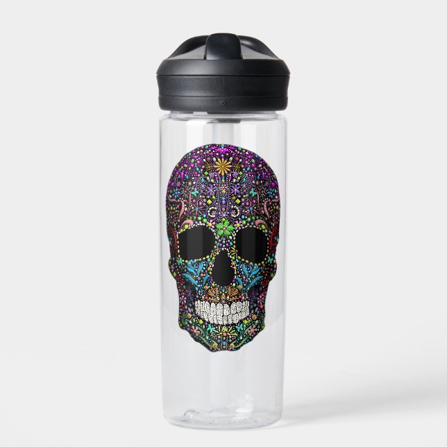 Decorated Skull  Water Bottle (Front)