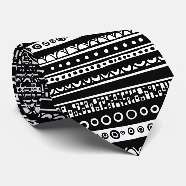 Decorated Stripes - Larger Pattern. Tie (Rolled)