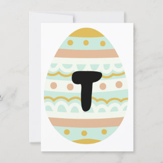 Decorated "T" Easter Egg Shape Bunting Banner Card