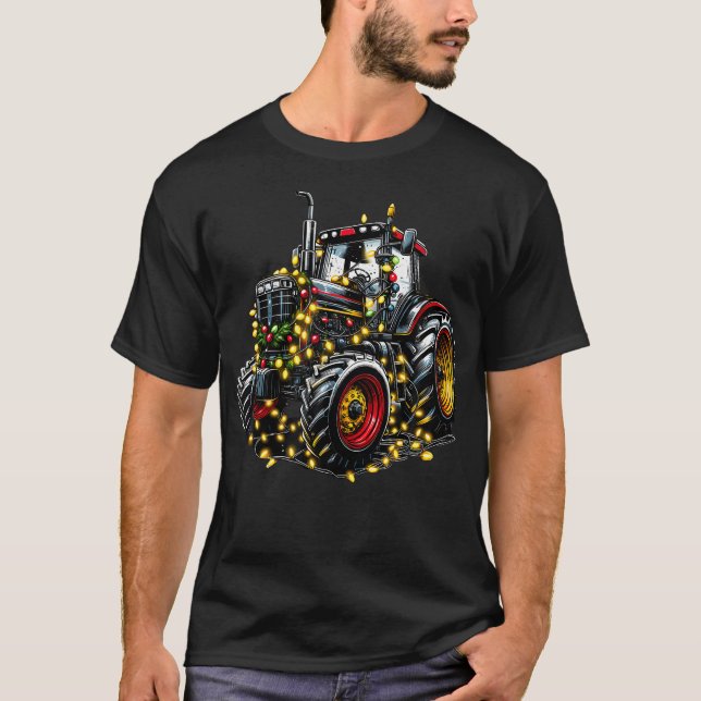 Decorated Tractor With Fairy Lights T-Shirt (Front)
