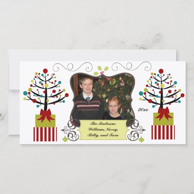 Decorated Trees Custom Holiday Photo Card (Front)
