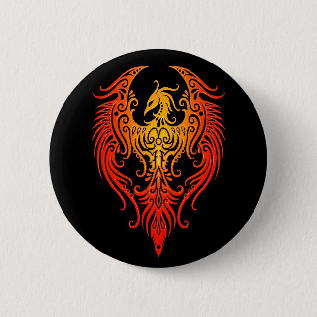 Decorated Tribal Phoenix 2 Inch Round Button (Front)
