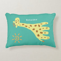 Coussins de décoration personnalisés Girafe souria