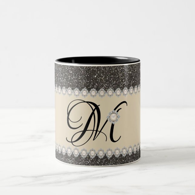 Decorating Girly Glitter Monogram  Coffee Mug (Center)