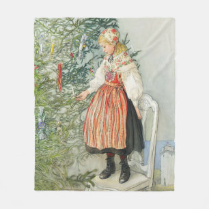 Decorating the Christmas Tree - Carl Larsson Fleece Blanket