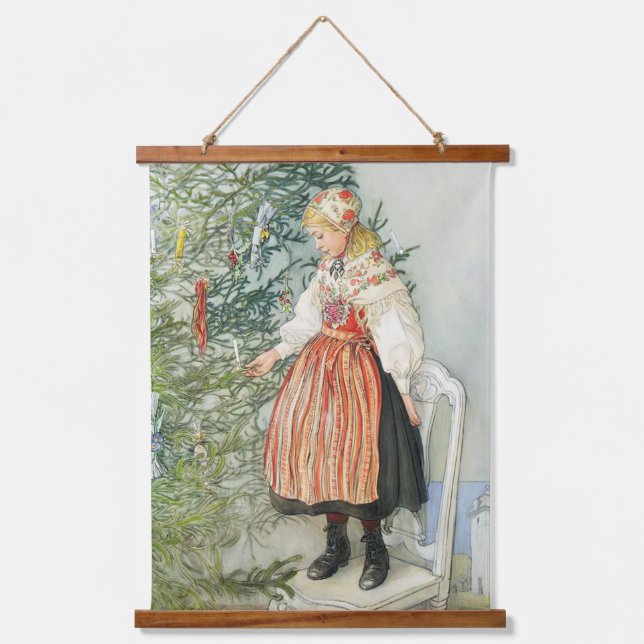 Decorating the Christmas Tree - Carl Larsson Hanging Tapestry (Front)
