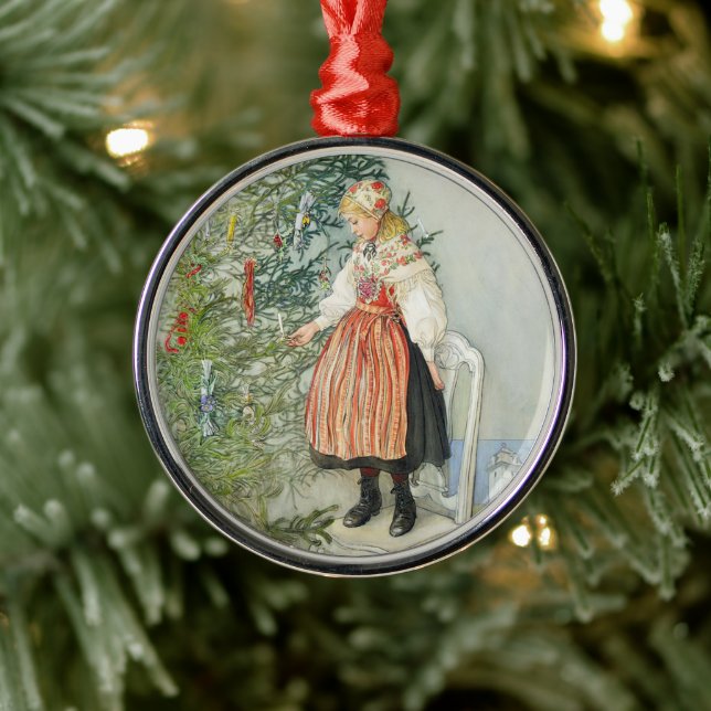 Decorating the Christmas Tree - Carl Larsson Metal Ornament (Tree)