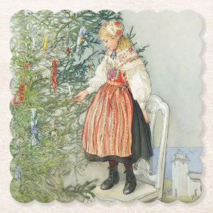 Decorating the Christmas Tree - Carl Larsson Paper Coaster