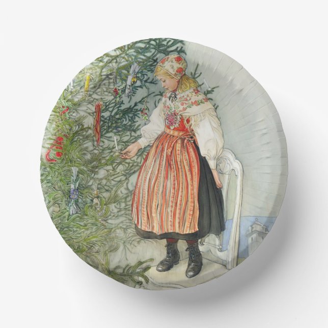 Decorating the Christmas Tree - Carl Larsson Paper Plate (Front)