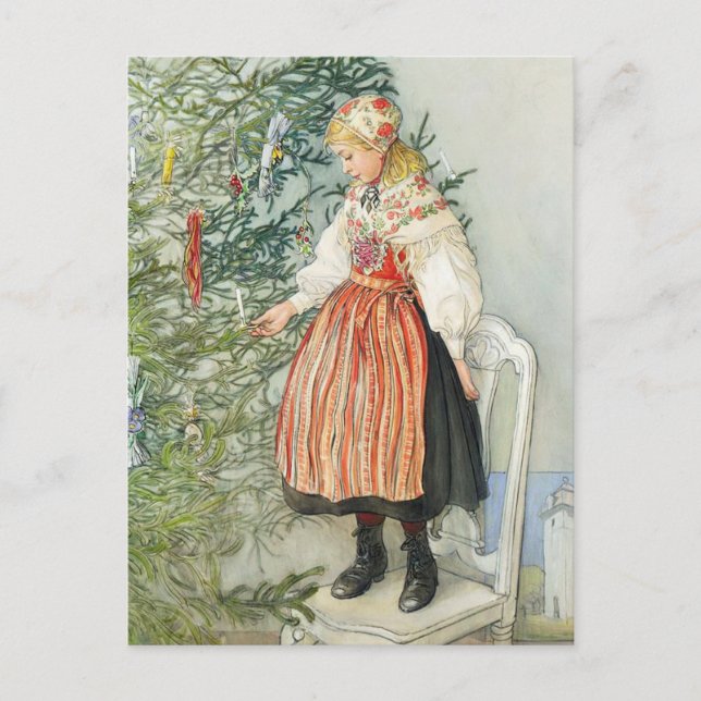Decorating the Christmas Tree - Carl Larsson Postcard (Front)