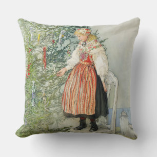 Decorating the Christmas Tree - Carl Larsson Throw Pillow