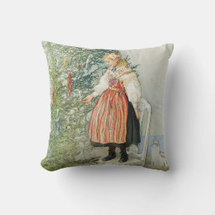 Decorating the Christmas Tree - Carl Larsson Throw Pillow