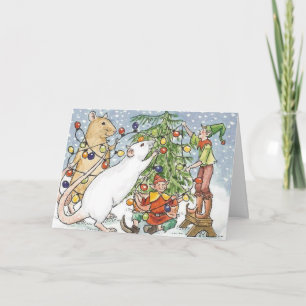 Decorating the Ratty Tree Holiday Card