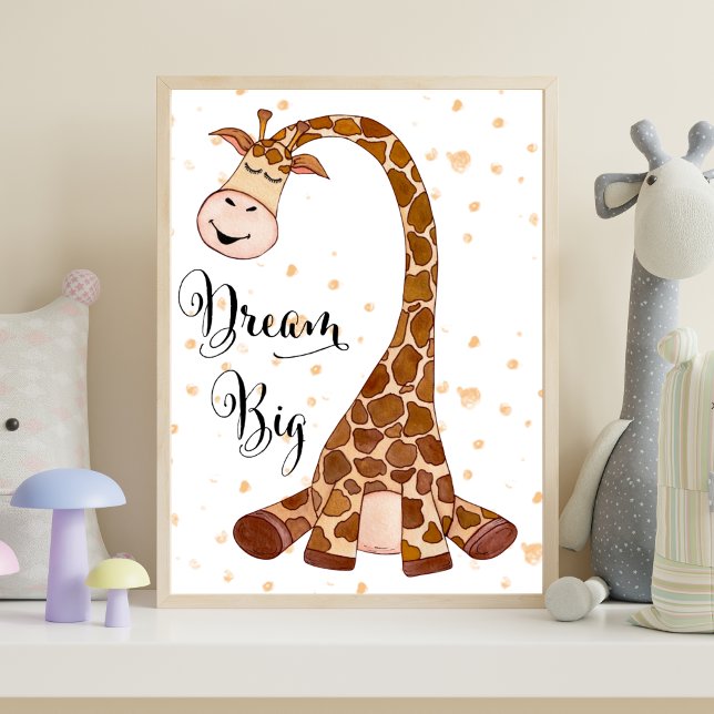 Décoration de chambre de nurserie Girafeau Rêve Gr (Giraffe Dream Big Nursery Wall Art, Nursery Decor poster, Baby Shower Gift, New baby gift)