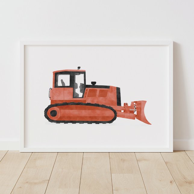 Décoration de chambre pour enfants Bulldozer Rouge (Créateur téléchargé)