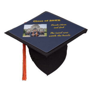 Décoration de chapeau de fin d'études en or bleu m
