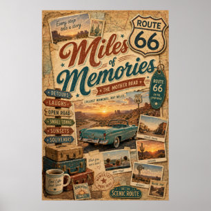 Décoration de collage de road trip Route 66 Miles