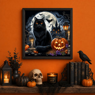Décoration de maison de chat noir Halloween