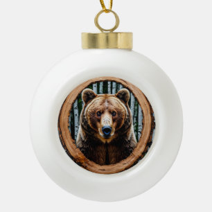 🐻 Décoration de Noël rustique de portrait d'ours