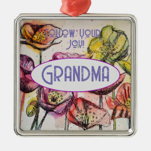 Décoration de nom de grand-mère à l'aquarelle Coq 