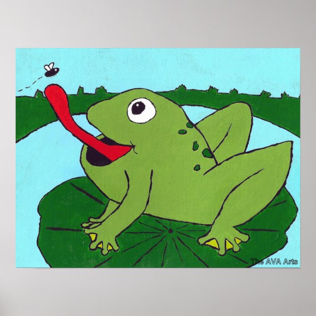 Décoration de nursery, Grenouille attrapant une mo (Devant)